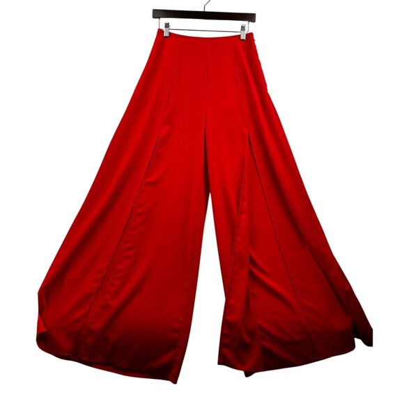 Mieeion Wide-Leg Palazzo Pants Red Bold Statement Flow Pants Lined Sz Medium - Picture 6 of 6